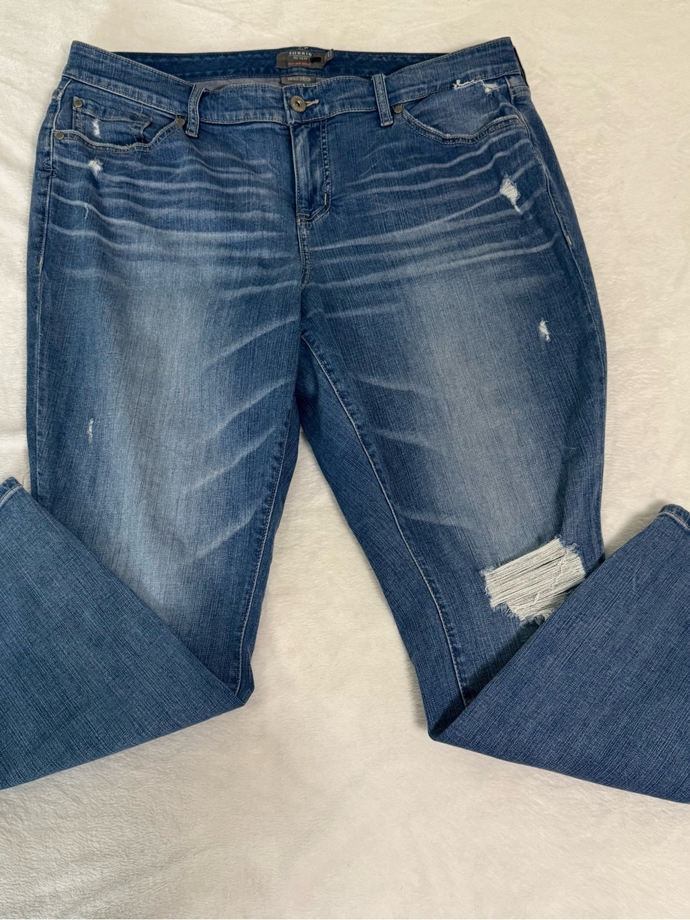 Torrid Jeans Womens 18R Mid Rise Skinny Vintage Stretch Distressed Blue Denim